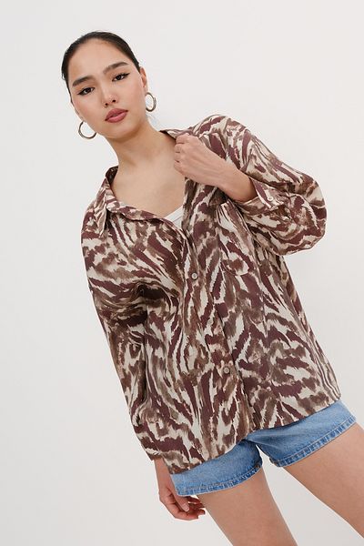 Addax Patterned Pocket Modal Shirt G4962