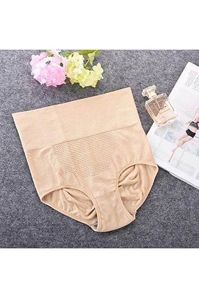 Glamroot Women's Seamless High Waist Tummy Control Panty, Free Size, Beige