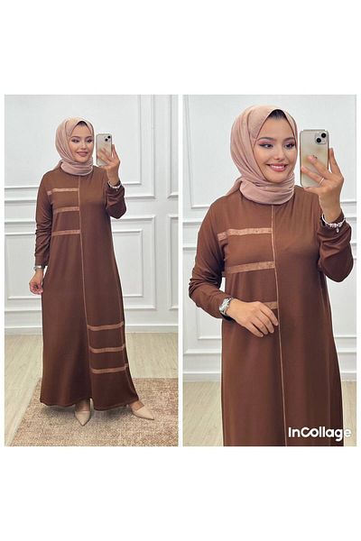 CELTMODA Γυναικείο Μακρύ Φόρεμα Hijab με δύο κλωστές - Καφέ