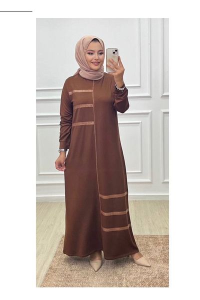 CELTMODA Γυναικείο Μακρύ Φόρεμα Hijab με δύο κλωστές - Καφέ