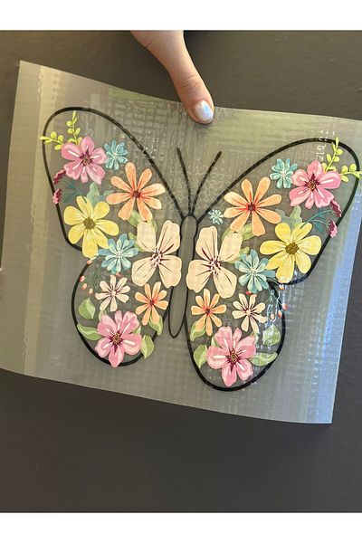 Gönülden Tasarım FLORĂ DE FLORĂ DE BUTTERFLY IMPRIMARE TRANSFER ARMĂ 21X17 CM