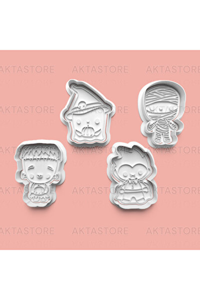 AKTASTORE مجموعة قوالب بسكويت وعجينة السكر من ليتل مونسترز مكونة من 4 قطع