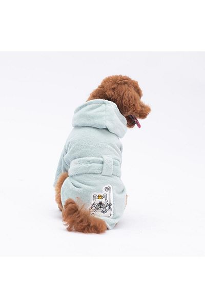Pawstar Mint Pattaya Dog Bathrobe-Dog Drying Towel-Cat Dog Outfit