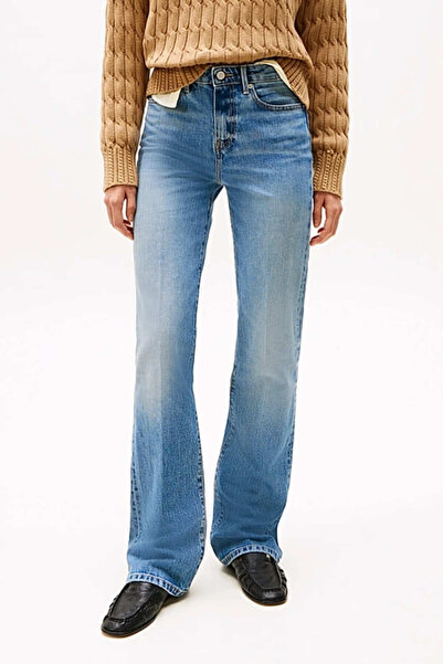 Tommy Hilfiger Kadın Th Solmuş Orta Bel Bootcut Jeans - Mavi