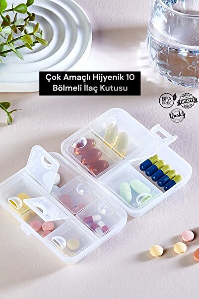 Funny Life Kapaklı 10 Bölmeli İlaç Saklama Kutusu 10 Bölmeli Hap Saklama Kutu...