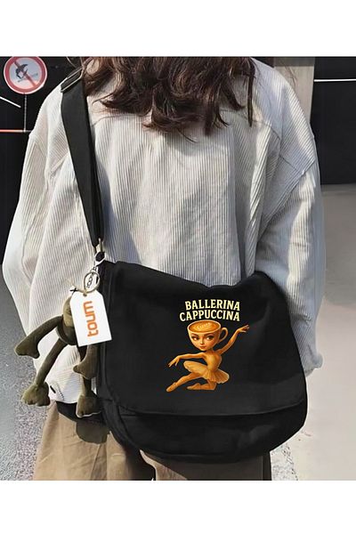 Toum Geantă unisex cu imprimeu Ballerina Cappuccino