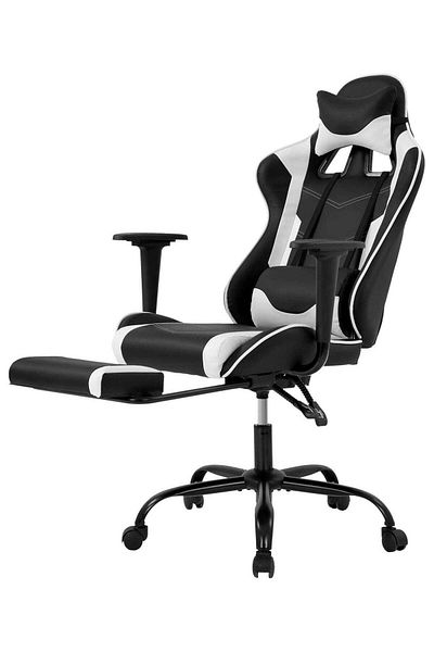 huitich Ergonomic Gaming Chair Heavy Duty Office Throne with Headrest Armrest and Footrest Black
