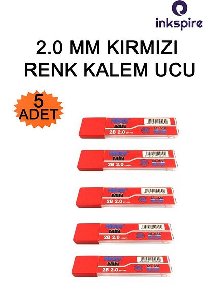 inkspire Red Color 2.0 Tip Pen Tip 2B 90 mm 6 Pack Versatil Pen Tip Thick Inside 2 mm