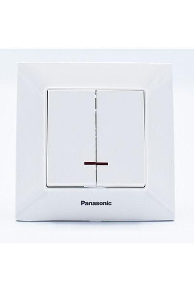 PANASONIC Double two way switch with led 10A, IP20, White, Panasonic Arkedia Slim