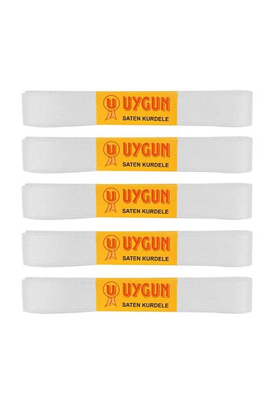 Uygun Satin Ribbon 20 mm 10 Mt White 5 Li̇ Package