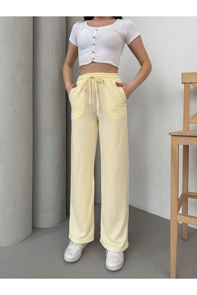 MyRia Women's Waterway Striped Pocket Pants Easy to Combine