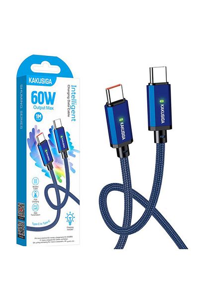REDz Accessories Cablu KSC-967 cu mufă Type-C, compatibil cu iPhone 15/16 și Android, putere 60W, albastru