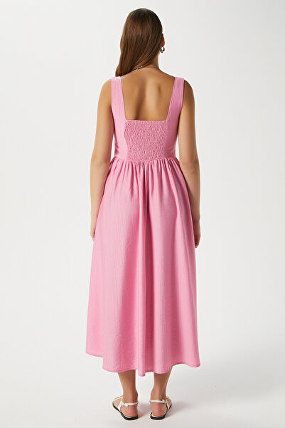 Ritnice Women's Kayla Pink Back Gipeli Strap Midi Dress 00080
