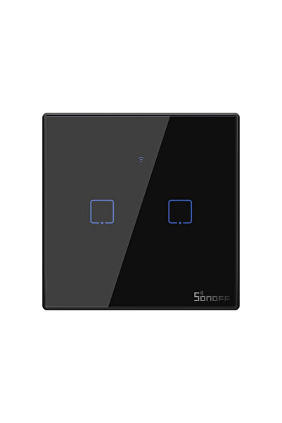 Sonoff Întrerupător inteligent dublu, sticlă securizată neagră, montare pe pe...