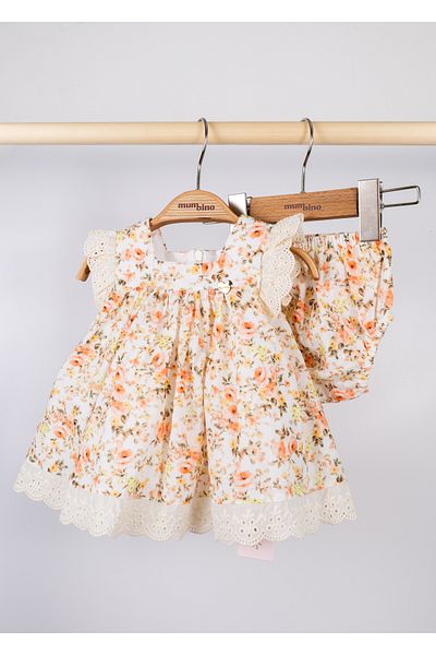Top Kids Baby Girl Floral Fisto Detailed Dress and Shorts