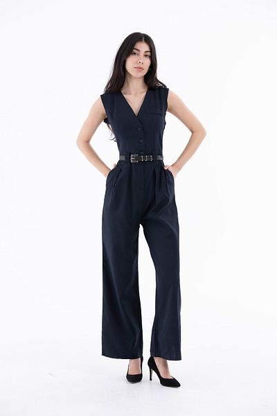 FEMİNEER.com Dark Blue Bezayaki Tulum
