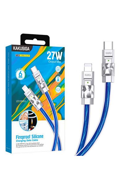 REDz Accessories Cablu KSC-956, tip C la Lightning, compatibil cu iPhone, transfer de date 27W, silicon, albastru
