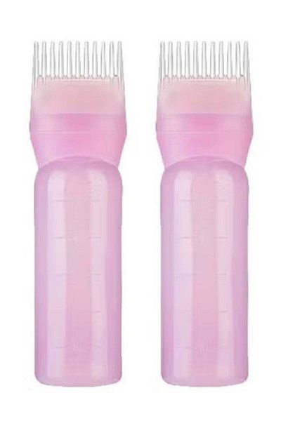Generic Pack of 2 Hair Color & Hair Oil Root Comb Applicator Bottle - Pink