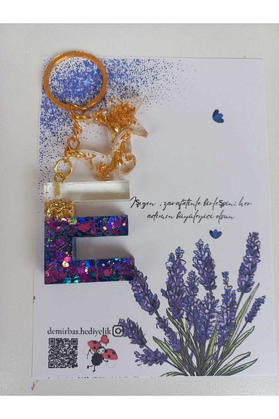 demirbasavm Handmade Epoxy Letter E Keychain