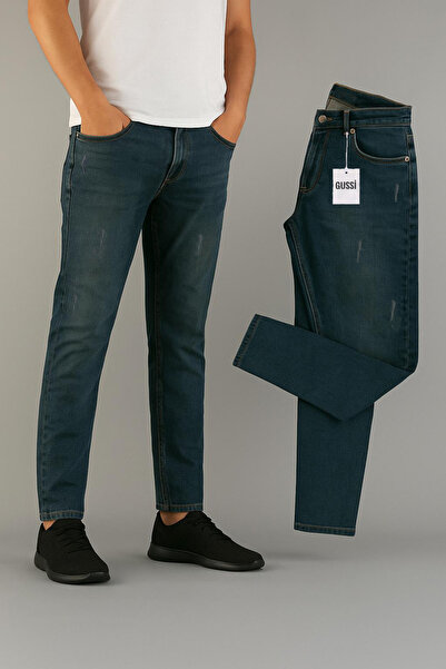 DOPPİO'N DENİM Ανδρικό τζιν παντελόνι με λεπτή εφαρμογή σε καφέ χρώμα