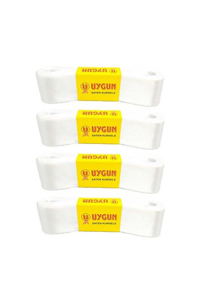 Uygun Satin Ribbon 38 mm 10 Mt White Pack of 4