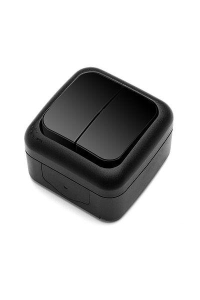 VİKO Întrerupător dublu, montare aparentă, protecție IP54, negru, Palmiye Viko