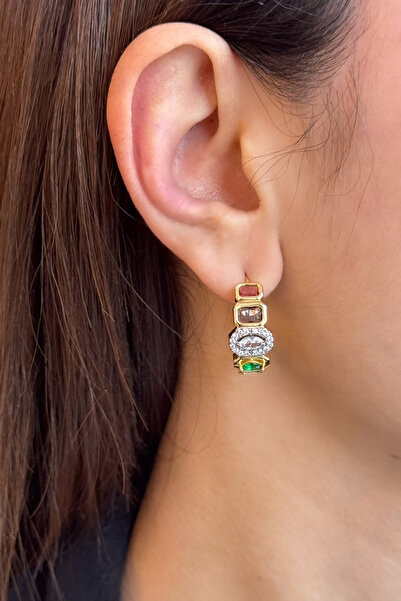 fk studio design أقراط دائرية من الفولاذ متعدد الألوان