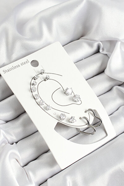 callerrons accessories طقم أقراط نسائية مكونة من 7 أزواج باللون الفضي مع شكل ...