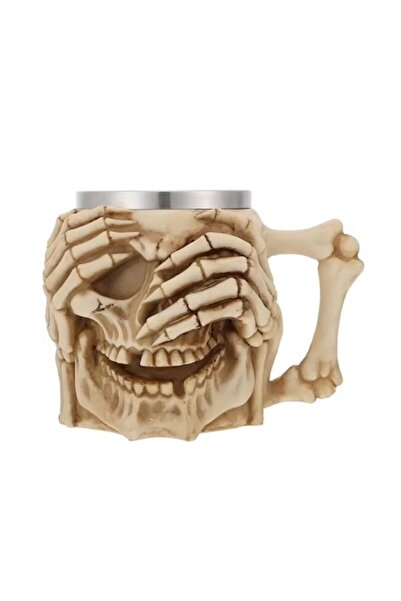 Globalport Retail Halba de bere Blind Skeleton 400 ml, inox+rasina, Bej