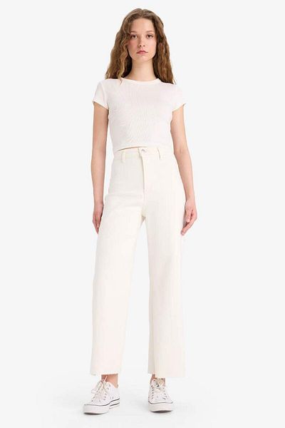 DeFacto New Season Culotte High Waist Cut Off Hem Crop Jean Trousers