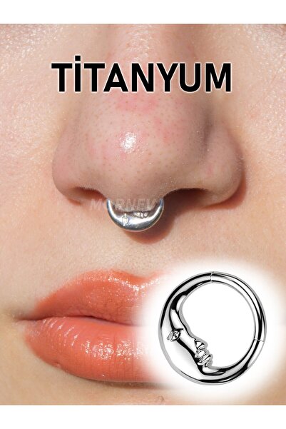 MORNEVA Titanyum Ay Yüz Septum Kilitli Halka Daith Kulak Piercingi (Sağ-Sol Kulak İçin Uygun)