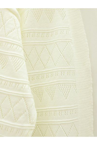 Modamorfo Mixed Patterned Openwork Knitwear Cardigan -Ecru