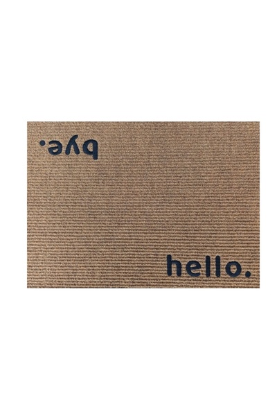 shop Hello & Bye Nakışlı Kapı Önü Paspası – Modern Tasarım, Kaymaz Taban, Hoşgeldin Mesajlı