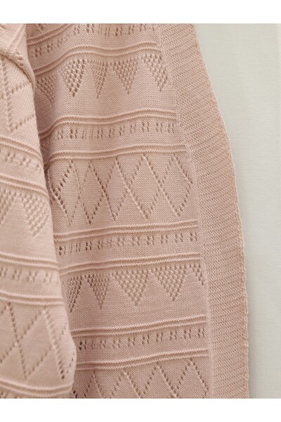 Modamorfo Mixed Patterned Openwork Knitwear Cardigan - Powder