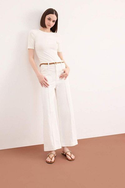 DeFacto New Season Regular Fit Pocketed High Waist Belted Gabardine Trousers