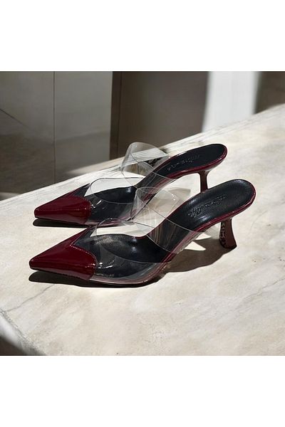 runa shoes Heart Detail Heeled Slippers Transparent Slippers