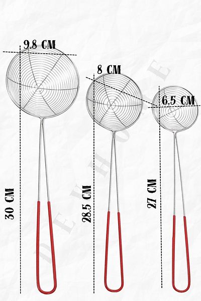 Kent Pazarı Stainless Steel 3-Piece Strainer Set-Stainless Wire Strainer - (6.5 Cm- 8 Cm- 9.8 cm) Milk, Pasta Strainer