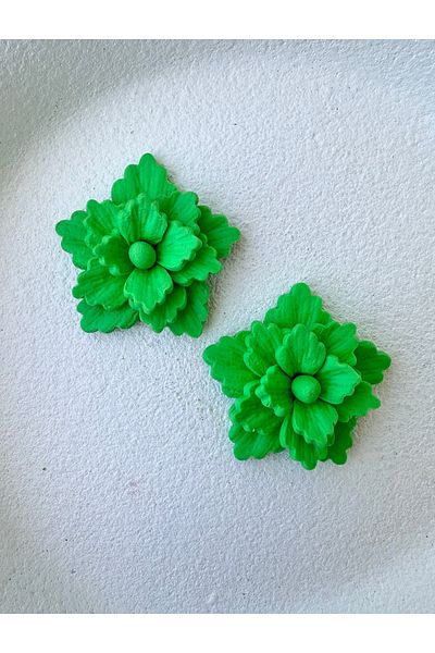 ACCESSORY Green Layered Design Flower Earrings