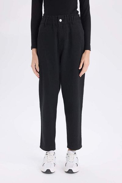 DeFacto New Season Paperbag Gabardine Fabric Trousers Standard Leg Gabardine Trousers with Pockets