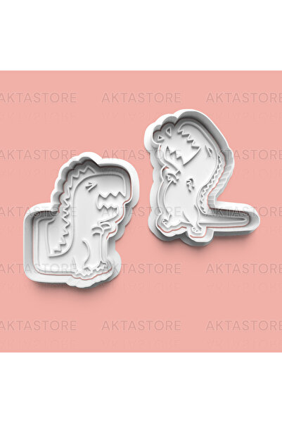 AKTASTORE مجموعة قوالب البسكويت وقوالب عجينة السكر على شكل ديناصور تي ريكس، م...