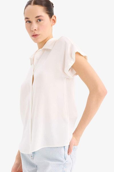DeFacto New Season Regular Fit Basic Plain Viscose Short Sleeve Shirt