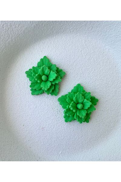 ACCESSORY Green Layered Design Flower Earrings