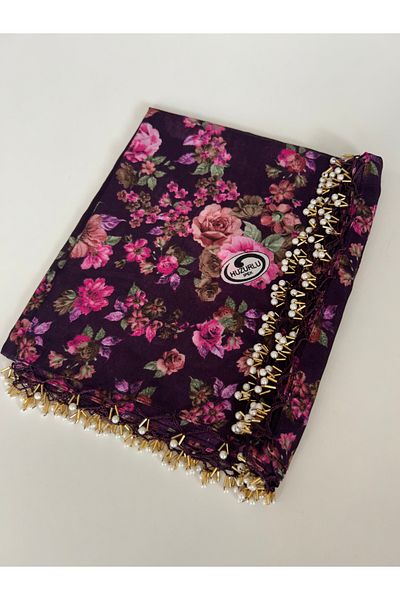 Sümeyye çeyiz Culoare prune Lucrare manuală Mărgele de margine de scris din tifon yemeni cadou 100x100cm