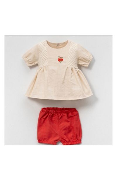vovido Girl's Embroidered Shorts 2 Piece Set