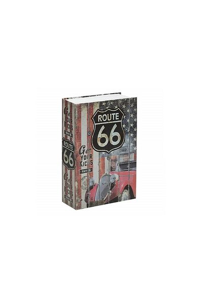 Globalport Retail Book safe with key, Retro Route 66 model, metal, 240x155x55 mm