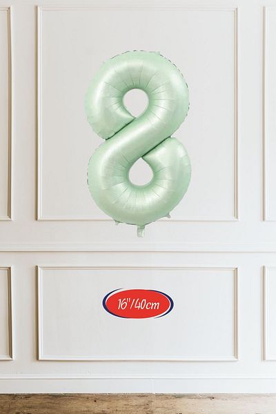 Atölye Mi 8 Year Old Green Number Balloon 16 Inch 40cm