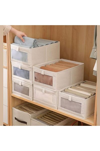 NEXIFY 4 Pack Wardrobe Clothes Organizer Foldable Closet Storage Bins with Clear Window Large Storage