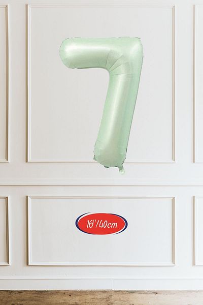 Atölye Mi 7 Year Old Green Number Balloon 16 Inch 40cm