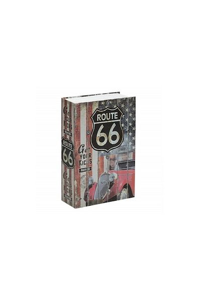 Globalport Retail Book safe with key, Retro Route 66 model, metal, 240x155x55 mm