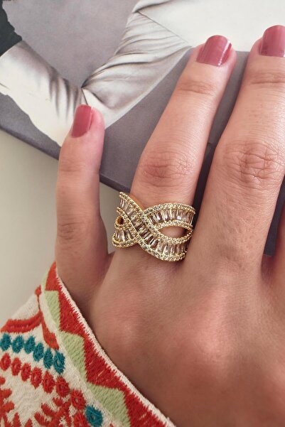 By Zeyna Aksesuar Women's Vip Series Baguette Zircon Stone Numberless Adjusta...